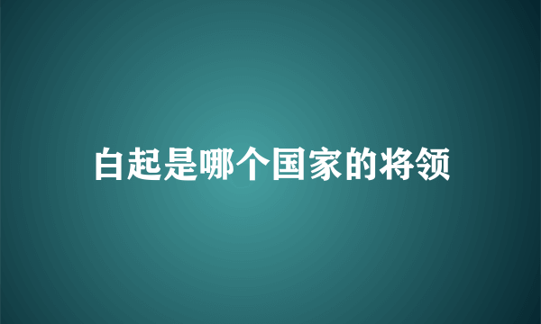 白起是哪个国家的将领