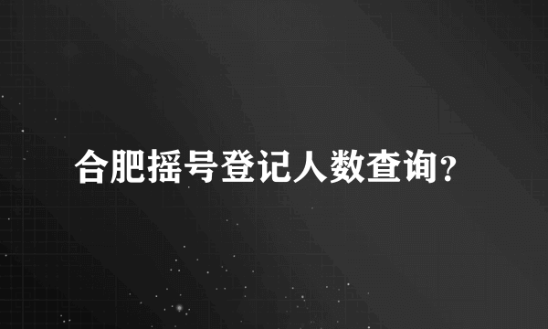 合肥摇号登记人数查询？