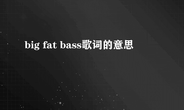 big fat bass歌词的意思