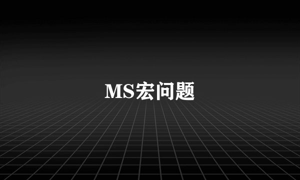 MS宏问题