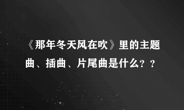 《那年冬天风在吹》里的主题曲、插曲、片尾曲是什么？？