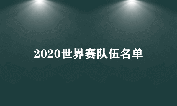 2020世界赛队伍名单