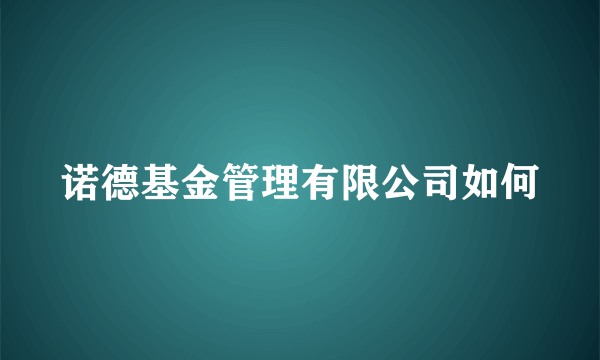 诺德基金管理有限公司如何