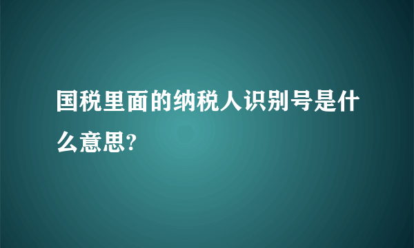 国税里面的纳税人识别号是什么意思?