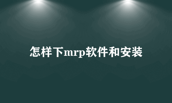 怎样下mrp软件和安装