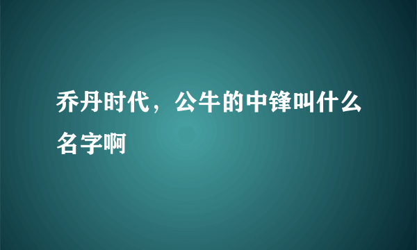 乔丹时代，公牛的中锋叫什么名字啊