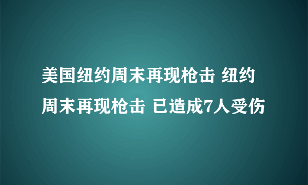 美国纽约周末再现枪击 纽约周末再现枪击 已造成7人受伤