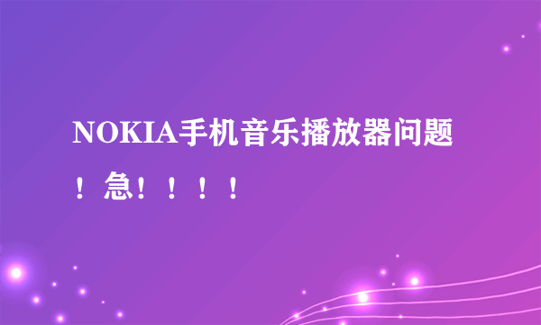 NOKIA手机音乐播放器问题！急！！！！