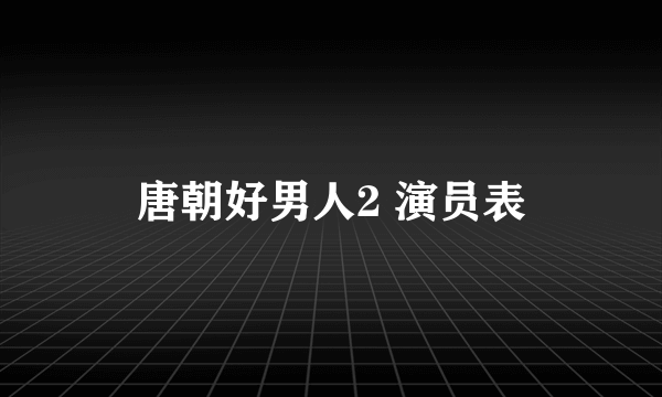 唐朝好男人2 演员表