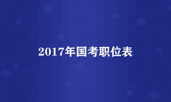 2017年国考职位表