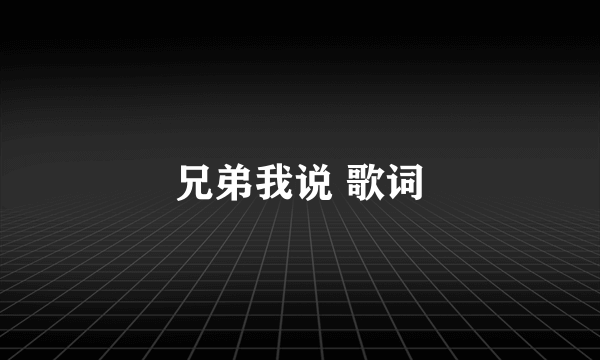 兄弟我说 歌词