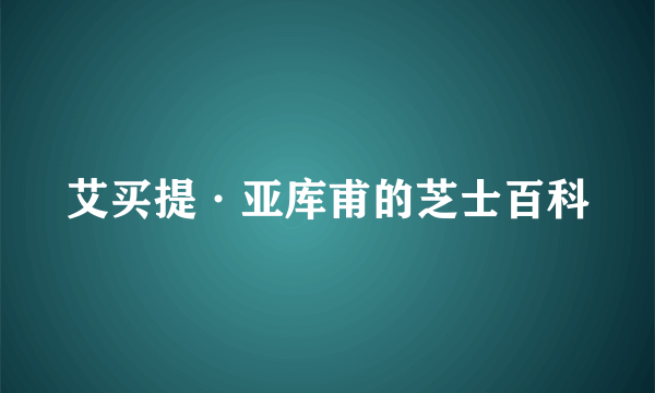 艾买提·亚库甫的芝士百科