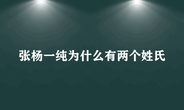 张杨一纯为什么有两个姓氏