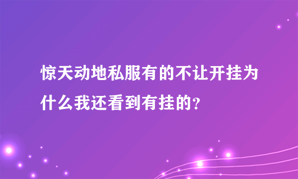 惊天动地私服有的不让开挂为什么我还看到有挂的？