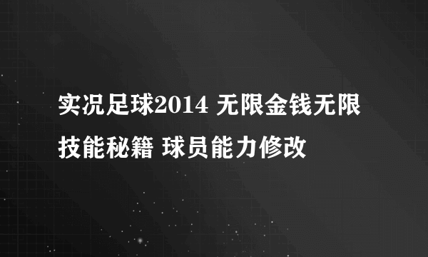 实况足球2014 无限金钱无限技能秘籍 球员能力修改