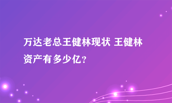 万达老总王健林现状 王健林资产有多少亿？