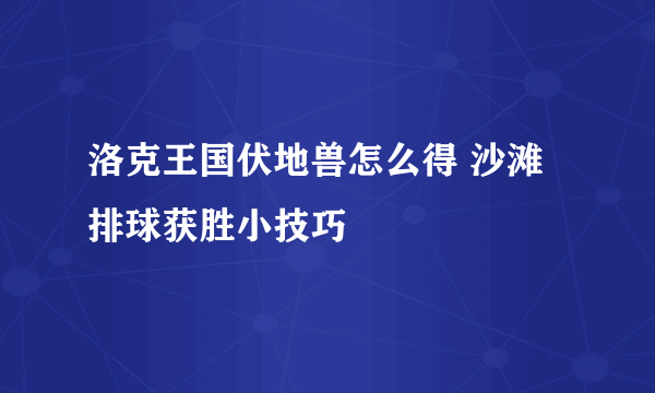 洛克王国伏地兽怎么得 沙滩排球获胜小技巧