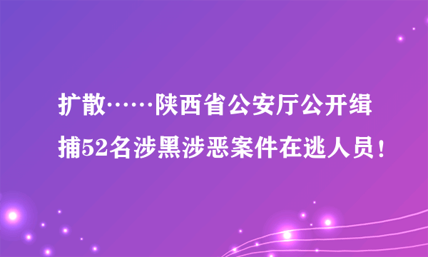 扩散……陕西省公安厅公开缉捕52名涉黑涉恶案件在逃人员！