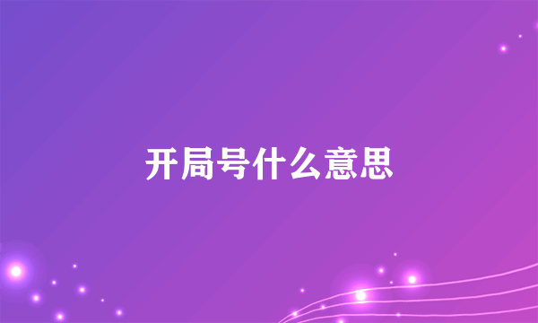 开局号什么意思