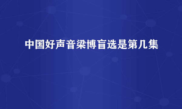 中国好声音梁博盲选是第几集