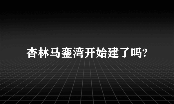 杏林马銮湾开始建了吗?