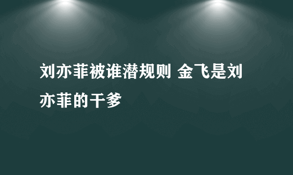 刘亦菲被谁潜规则 金飞是刘亦菲的干爹