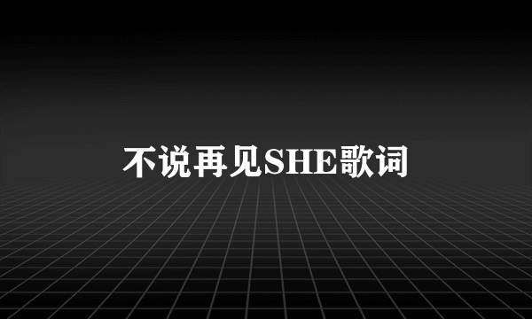 不说再见SHE歌词