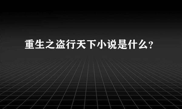 重生之盗行天下小说是什么？