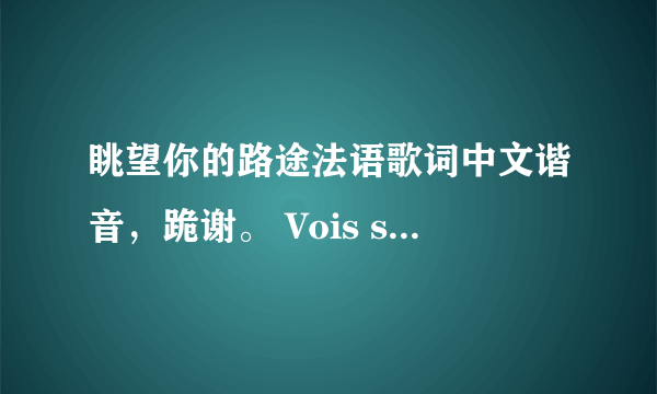 眺望你的路途法语歌词中文谐音，跪谢。 Vois sur ton chemin