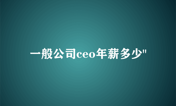 一般公司ceo年薪多少