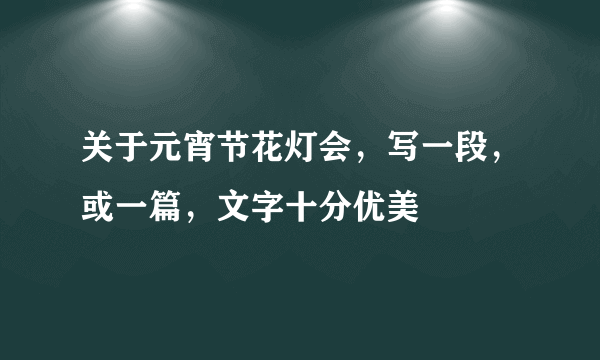 关于元宵节花灯会，写一段，或一篇，文字十分优美