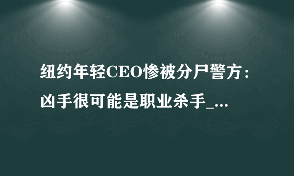 纽约年轻CEO惨被分尸警方：凶手很可能是职业杀手_飞外新闻