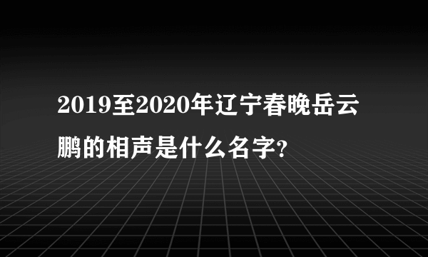 2019至2020年辽宁春晚岳云鹏的相声是什么名字？