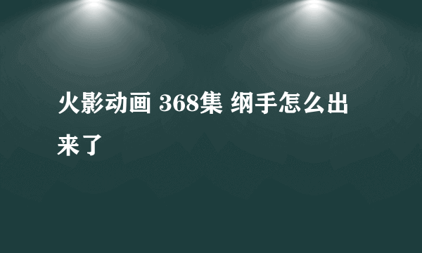 火影动画 368集 纲手怎么出来了