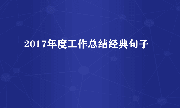 2017年度工作总结经典句子