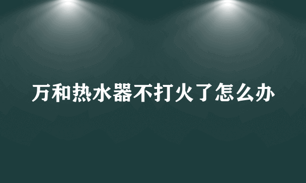 万和热水器不打火了怎么办