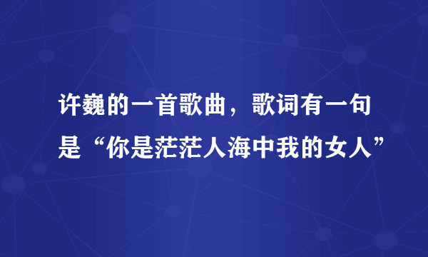 许巍的一首歌曲，歌词有一句是“你是茫茫人海中我的女人”