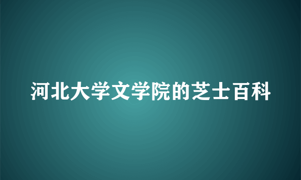 河北大学文学院的芝士百科