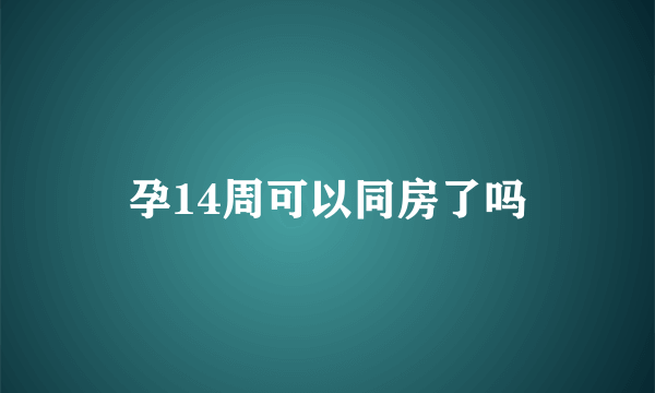 孕14周可以同房了吗