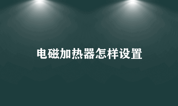 电磁加热器怎样设置