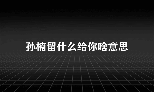 孙楠留什么给你啥意思