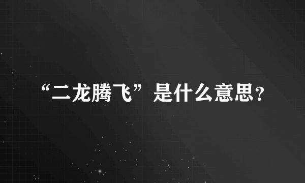 “二龙腾飞”是什么意思？