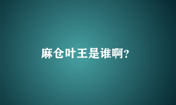 麻仓叶王是谁啊？