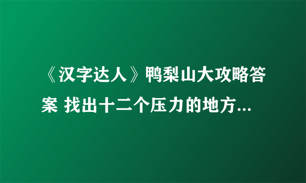 《汉字达人》鸭梨山大攻略答案 找出十二个压力的地方怎么通关