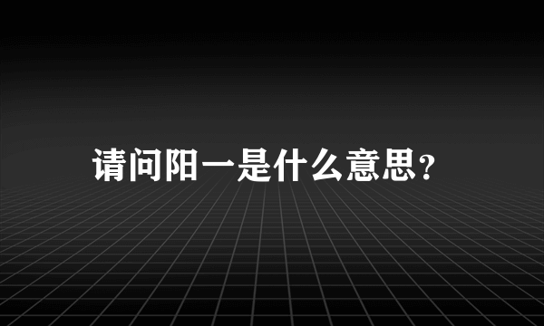 请问阳一是什么意思？