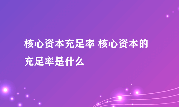 核心资本充足率 核心资本的充足率是什么