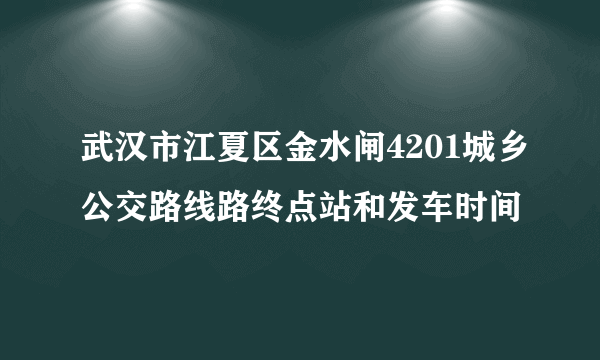 武汉市江夏区金水闸4201城乡公交路线路终点站和发车时间