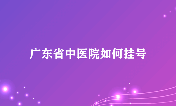 广东省中医院如何挂号