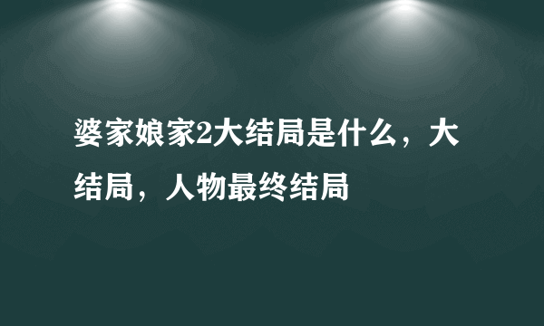 婆家娘家2大结局是什么，大结局，人物最终结局