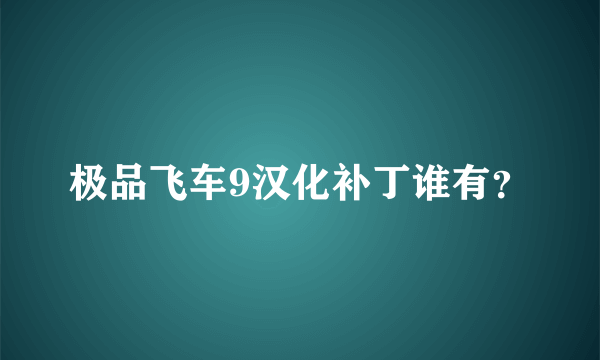 极品飞车9汉化补丁谁有？